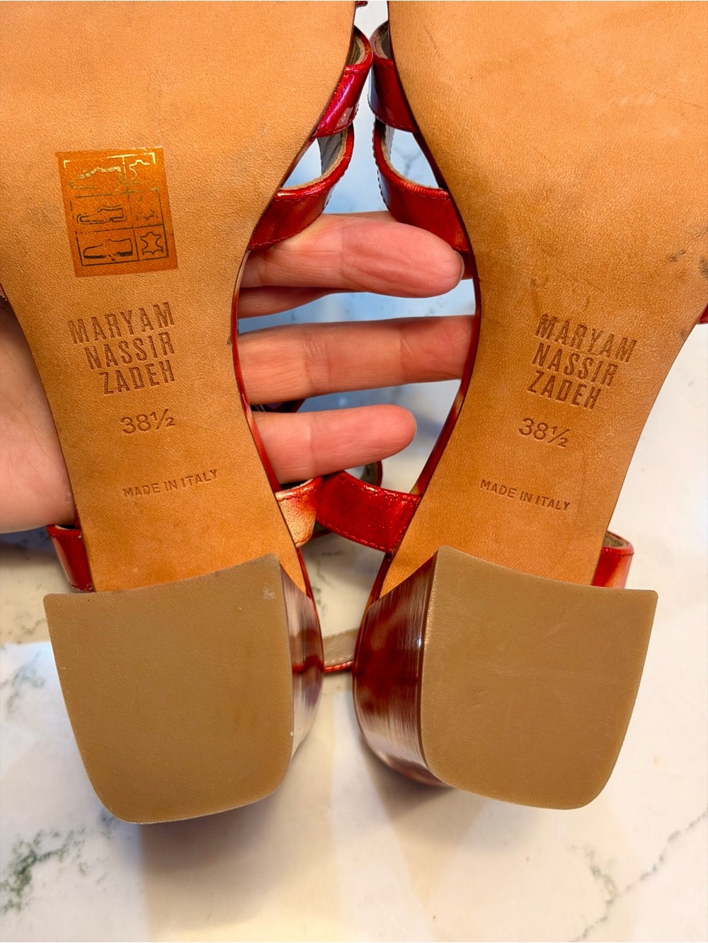 Maryam Nassir Zadeh Palma Low Sandal- Red Tortoise Print Size 38.5 US 8 - Picture 11 of 13